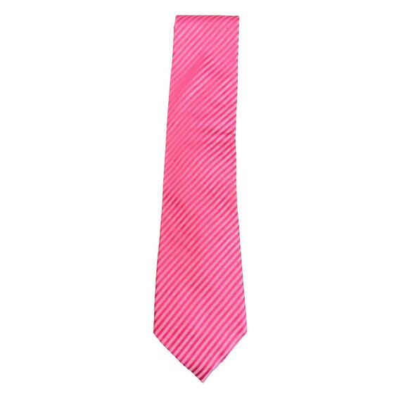 Donald J. Trump Signature Collection Pink Striped Silk Crest & Gold Bar Tie - Picture 1 of 7